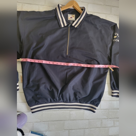 Vintage Cutter & Buck Men's Blue Stretchy Quarter Zip Bomber Jacket Size - Picture 6 of 10